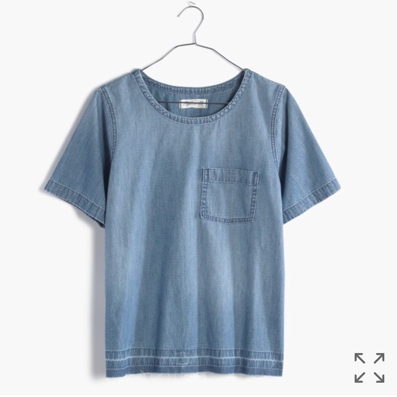 Madewell • Denim Drop-hem Tee in Edna Wash - Picture 8 of 8